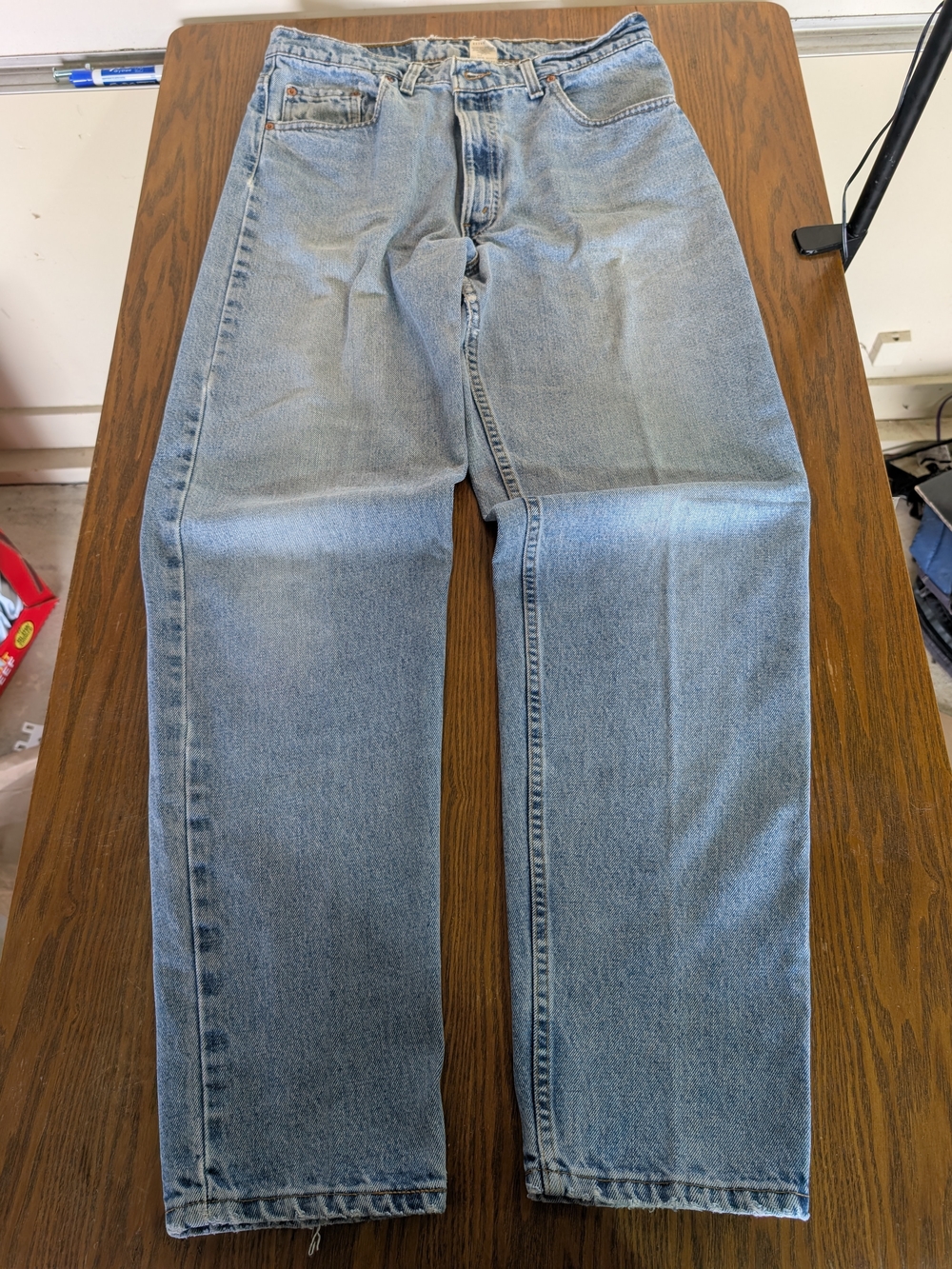 Vintage Made In USA Levi's Men's Relaxed Straight Jeans in Light Wash Blue